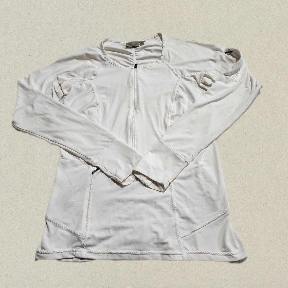 Athleta Women's White Athletic Half-Zip Jacket Size Medium
